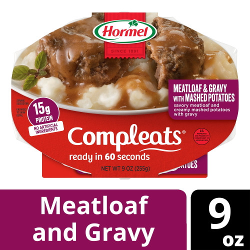 Hormel Compleats Meatloaf & Gravy With Mashed Potatoes Microwave Tray, 9 Oz