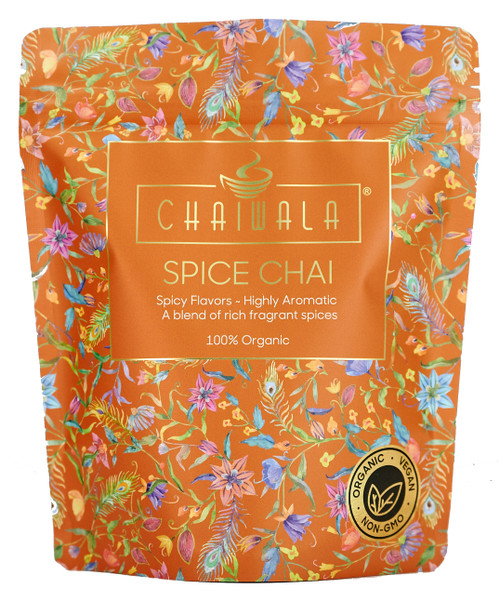 Chaiwala Spice Masala Chai - Organic Loose Leaf Tea Powder | 40 Cups - 4oz | 100% Natural Ingredients Containing Rose Petals, Cinnamon, Clove, Star Anise, Cardamom And Ginger | Latte Suited