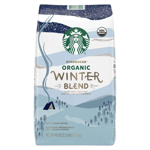 Starbucks Organic Winter Blend Whole Bean Coffee, Medium, 2.5 Lbs