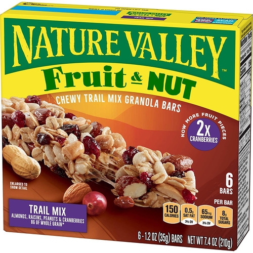 Nature Valley Chewy Granola Bar, Trail Mix, Fruit And Nut ( 6 Count Of 1.2 Oz Bars Each), 7.4 Oz