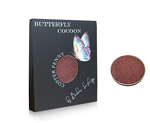 Butterfly Cocoon Single Eyeshadow Pot Copper Penny, Highly Pigmented Eye Shadow, Glitter Long Lasting Nude Color, Individual Single Eyeshadow Pan For Refillable, Customizable, Magnetic Individual Pale