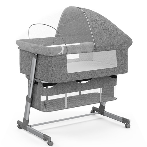 Umomo Baby Bassinet, Bedside Sleeper , Foldable Baby Bed To Bed, 6 Height Adjustable Baby Bed For Infant/baby/newborn, Comfortable Mattresses, Gray
