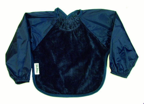 Silly Billyz Waterproof Cotton Velour & Nylon Long Sleeve Toweling Bib (navy, Small)