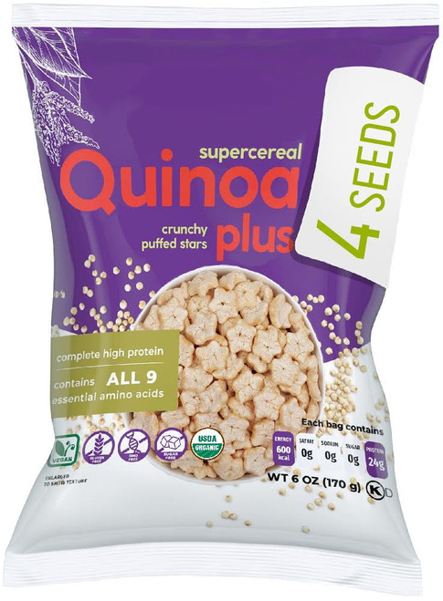 Awsum Snacks Organic Quinoa  (quinoa, Chia Seeds, Flax Seeds, Pumpkin) - Healthy Snacks, Cereal No Sugar, Kosher Cereal, Great Grains Cereal & Gluten Free Snacks, Vegan Snacks, Diabetic Snacks - 6 Oz