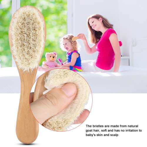 Ymiko Soft Natural Goat Hair Baby Infant Head Massage Grooming Comb With Wooden Handle,baby Comb Brush,baby Hair Brush