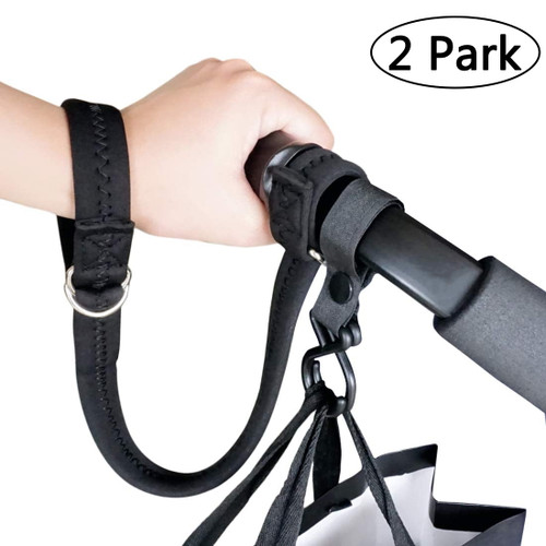 Vonter Baby Stroller Pram Wheelchair Safety Wrist Strap Or Short Leash For Dog With Stroller Hook (black 2park)