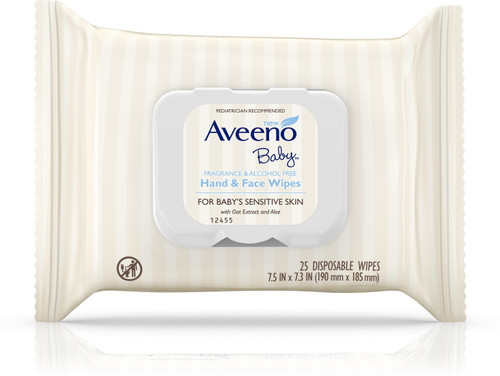 Aveeno Hand & Face Baby Wipes With Oat Extract 25 Ea (pack Of 3)