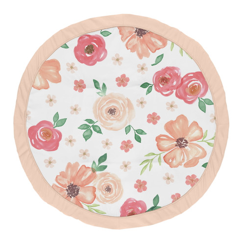 Watercolor Floral Peach Green Rose Baby Play Mat By Sweet Jojo Designs