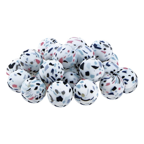 40 Pieces Food Grade Beads Pacifier Round , Bulk Pram Toy For Necklace Chain Chewable Nursing Jewelry White