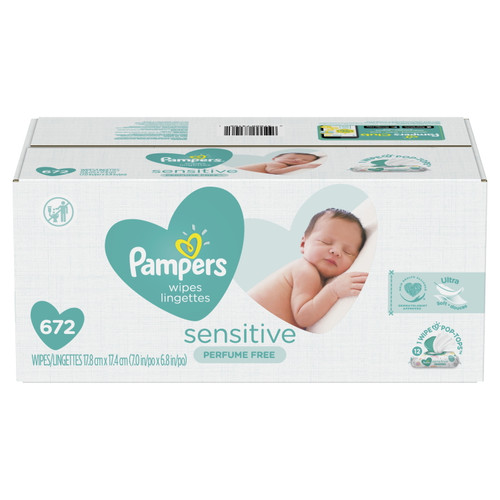 Pampers Baby Wipes Sensitive Perfume Free, 12x Pop-top, 672 Ct