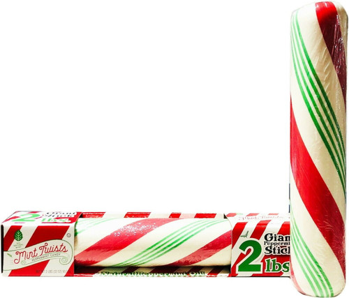Atkinson Candy Brand Giant Peppermint Stick Mint Twists Candy Cane Infused With The Finest Natural Peppermint Oil, 2 Pounds