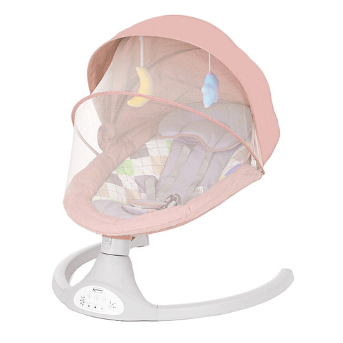Baby Infant Swing Bouncer With Adjustable Angle Net Toy & Music Pink
