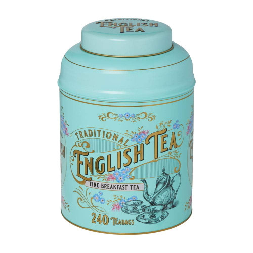 Vintage Victorian Round Tea Caddy With 240 English Breakfast Teabags