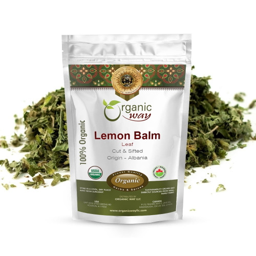 Organic Way Lemon Balm Leaf Cut & Sifted (melissa Officinalis) - Herbal Tea | Organic & Kosher Certified | Vegan | Raw, Non Gmo & Gluten Free | Usda Certified | Origin - Albania (1/2 Lbs / 8 Oz)