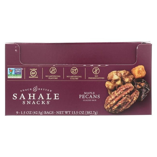 Sahale Snacks Grab & Go Pecans Glazed Mix, Gluten-free Snack, Maple, 1.5 Oz, 9 Pack