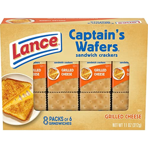 Lance Sandwich Crackers, Captains Grilled Cheese Wafers, 8 Ct Box