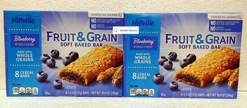 Millville Fruit & Grain Soft Baked Bar Blueberry Naturally Flavored 10.4oz 296g (two Boxes)