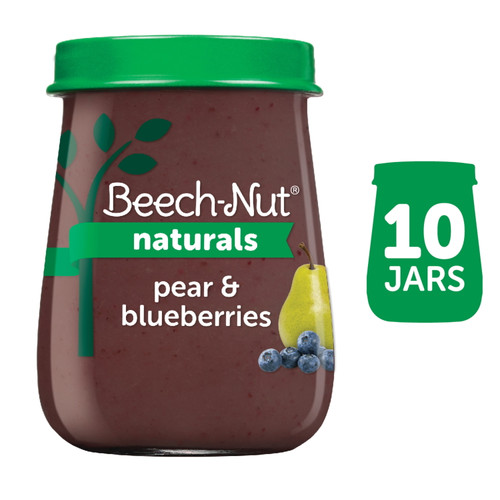 Beech-nut Naturals Non-gmo Stage 2 Baby Food, Pear & Blueberries, 4 Oz Jar, 10 Pack