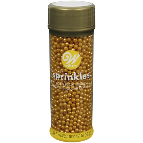 Wilton Metallic Gold Sugar Pearl Sprinkles, 4.97 Oz.