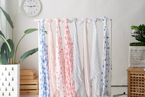 Muslin Swaddle Blankets| 100% Soft Organic Cotton Swaddle Blanket| Muslin Swaddle Blanket| Swaddle Blankets| Baby Swaddle Blankets| 4 Pack Blue