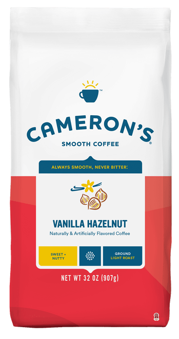 Cameron's Coffee Flavored Vanilla Hazelnut Ground Coffee, Light Roast, 32 Oz