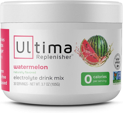 Ultima Replenisher Electrolyte Hydration Mix, Watermelon, 30 Servings, Sugar-free, 0 Calories, 0 Carbs - Keto, Gluten-free, Paleo, Non-gmo, Vegan -magnesium, Potassium, Calcium, Sodium