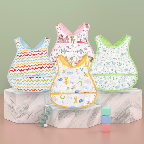 Kaesi Baby Bib Cartoon Pattern Stain-resistant Cotton Unisex Baby Feeding Neckerchief Bib For Home
