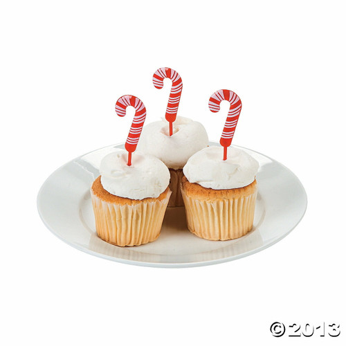 72 Christmas Party Food Cupcake Hors D'oeuvers Plastic Candy Cane Picks