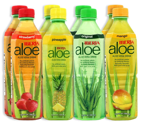 Iberia Aloe Vera Drink With Pure Aloe Pulp, Variety, (pack Of 8) 2 X Original, 2 X Mango, 2 X Pineapple, 2 X Strawberry