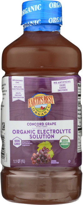 (4 Pack)earth's Best Non - Gmo Electrolyte Solution, Grape, 33.8 Oz Bottle