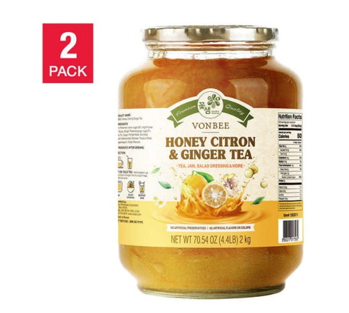 Vonbee Honey Citron & Ginger Tea 4.4 Lb 2-pack