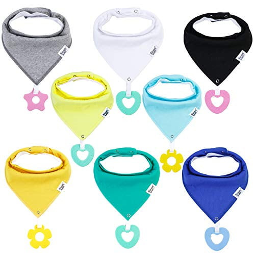 Udolove Baby Bandana Drool Bibs Unisex For Teething And Drooling - 8 Pack Super Soft Absorbent Bibs With Teething Toys For Boys