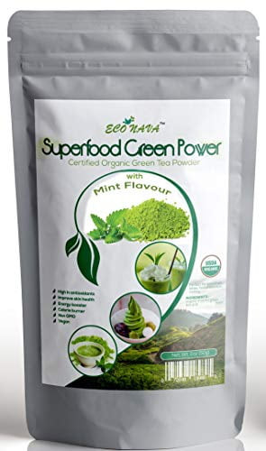 Mint Matcha Green Tea Powder - Eco Nava - Certified Usda Organic - Gmo-free - 100% Natural - Premium Grade Matcha Tea Powder For Making Cake, Smoothie, Latte & Baking - 50g / 2oz Bag
