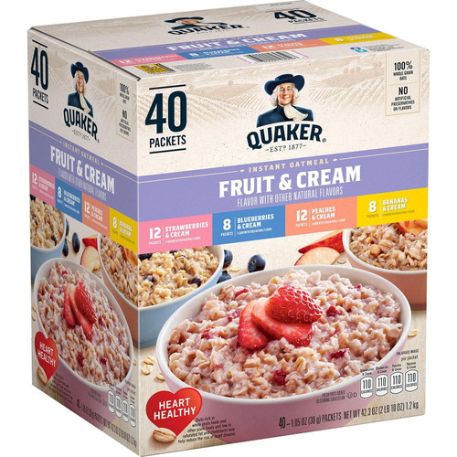 Quaker Instant Oatmeal Fruit &amp; Cream, Variety Pack (40 Pk.)