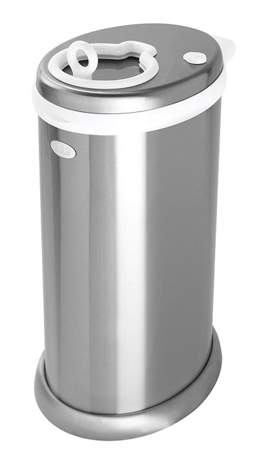 Ubbi Money Saving, Nappy Disposal Bin, Steel Odor Locking Nappy Pail, Silver