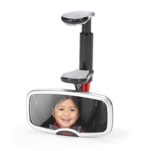 Diono See Me Too Fully Adjustable Rear View Car Baby Safety Mirror, Wide Crystal Clear View, Shatterproof And Crash Tested, Silver