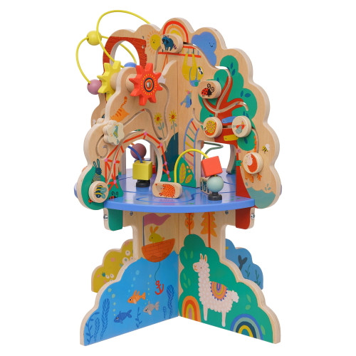 Manhattan Toy Playground Adventure Wooden Toddler Activity Center With Gliders, Abacus Track, Spinners, Spring Toys And Bead Runs