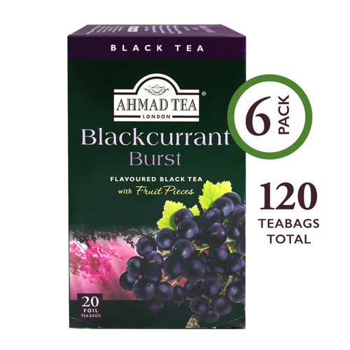 Ahmad Tea Blackcurrant Burst Black Tea Bags, 120 Ct (6 Boxes Of 20)