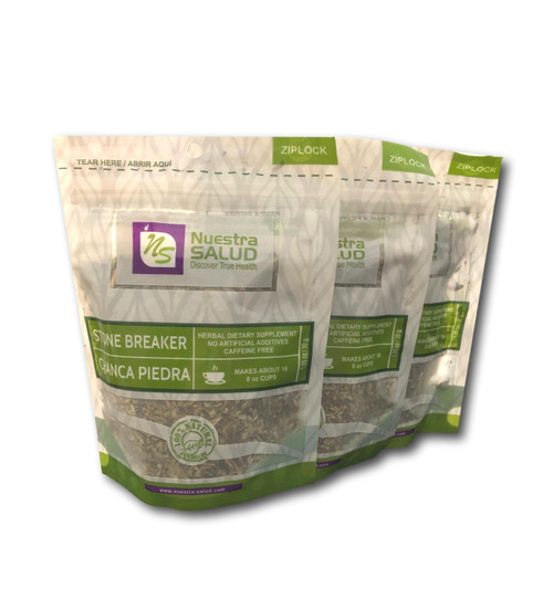 3-pack Nuestra Salud Chanca Piedra - Stonebreaker Herbal Tea- Effective Kidney Stones And Gallstones Breaker- Lowers Blood Sugar - Helps With Immune System- Loose Leaves 1.41 Oz.