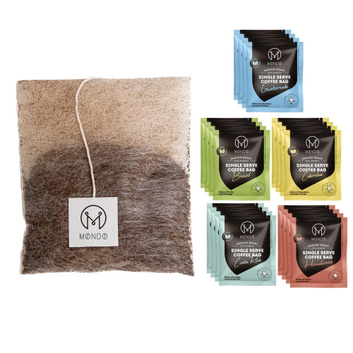 Mondo Single Serve Ground Coffee Bags (20 Pack) Medium Roast, Organic, Steeped