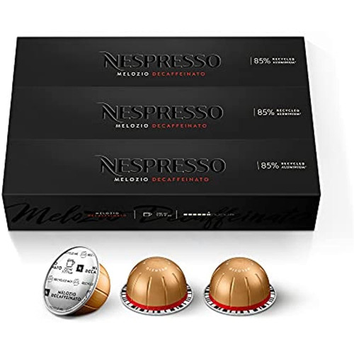 Nespresso Vertuo Melozio Decaffeinato, Medium Roast Espresso, 30 Count Coffee Capsules