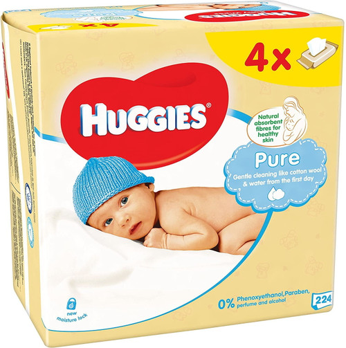 Huggies Pure Wipes 4 Packs Of 56 - Set Of 2