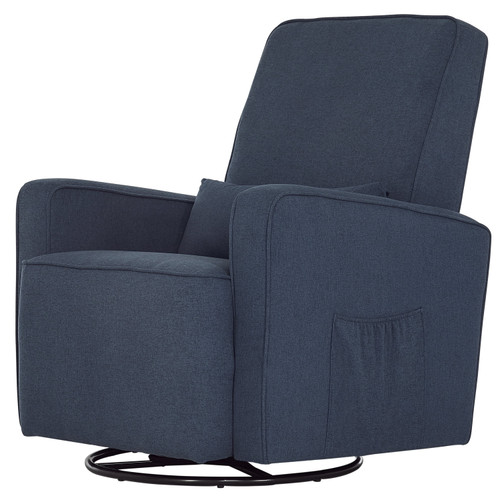 Evolur Holland Upholstered Swivel Glider With Free Lumbar Pillow, Durable Soft Fabric