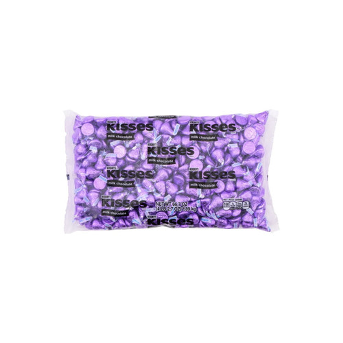 Hershey's, Kisses Purple Foils Milk Chocolate Candy, Bulk Candy, 66.7 Oz, Bulk Bag (400 Pieces)