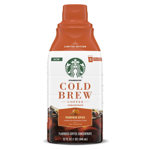 Starbucks Pumpkin Spice Flavored Cold Brew Concentrate, Multi-serve, Naturally Flavored, 1 Bottle, 32 Fl Oz