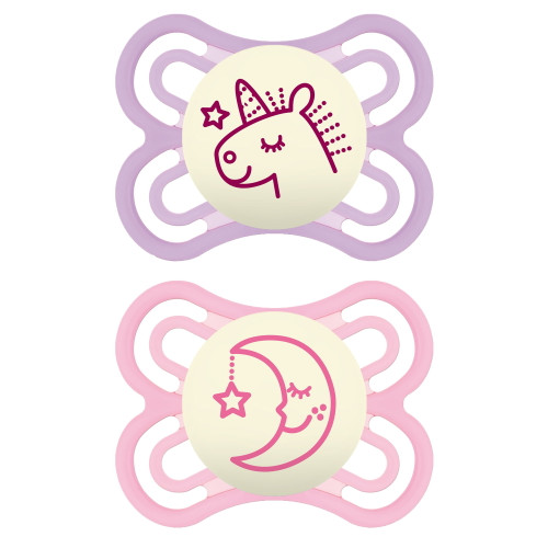Mam Perfect Night Pacifier, 0-6 Months, Girl, 2 Pack