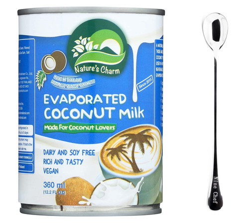 Nature's Charm Evaporated Coconut Milk (pack Of 6) + One Ninechef Long Handle Spoon