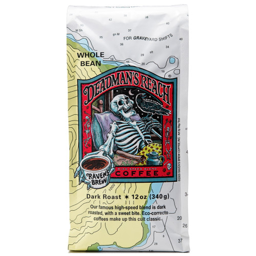 Raven’s Brew Coffee Deadman’s Reach High Caffeine Dark Roast Coffee Whole Bean 12oz Bag
