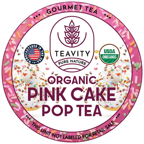 Teavity Organic Pink Cake Pop Tea K Cup | Recyclable Single-serve Tea Pod Compatible With Keurig K-cup 2.0 Brewers | Usda Certified Organic Tea | 12 Counts (pack Of 1)
