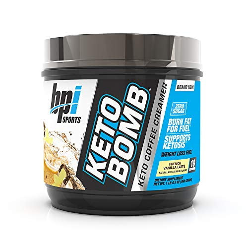Bpi Sports Keto Bomb - Ketogenic Coffee Creamer - Supports Weight Loss, Energy, Hydration, Performance - Contains Mcts & Electrolytes - Zero Sugar - French Vanilla Latte - 18 Servings - 16.5 Oz.